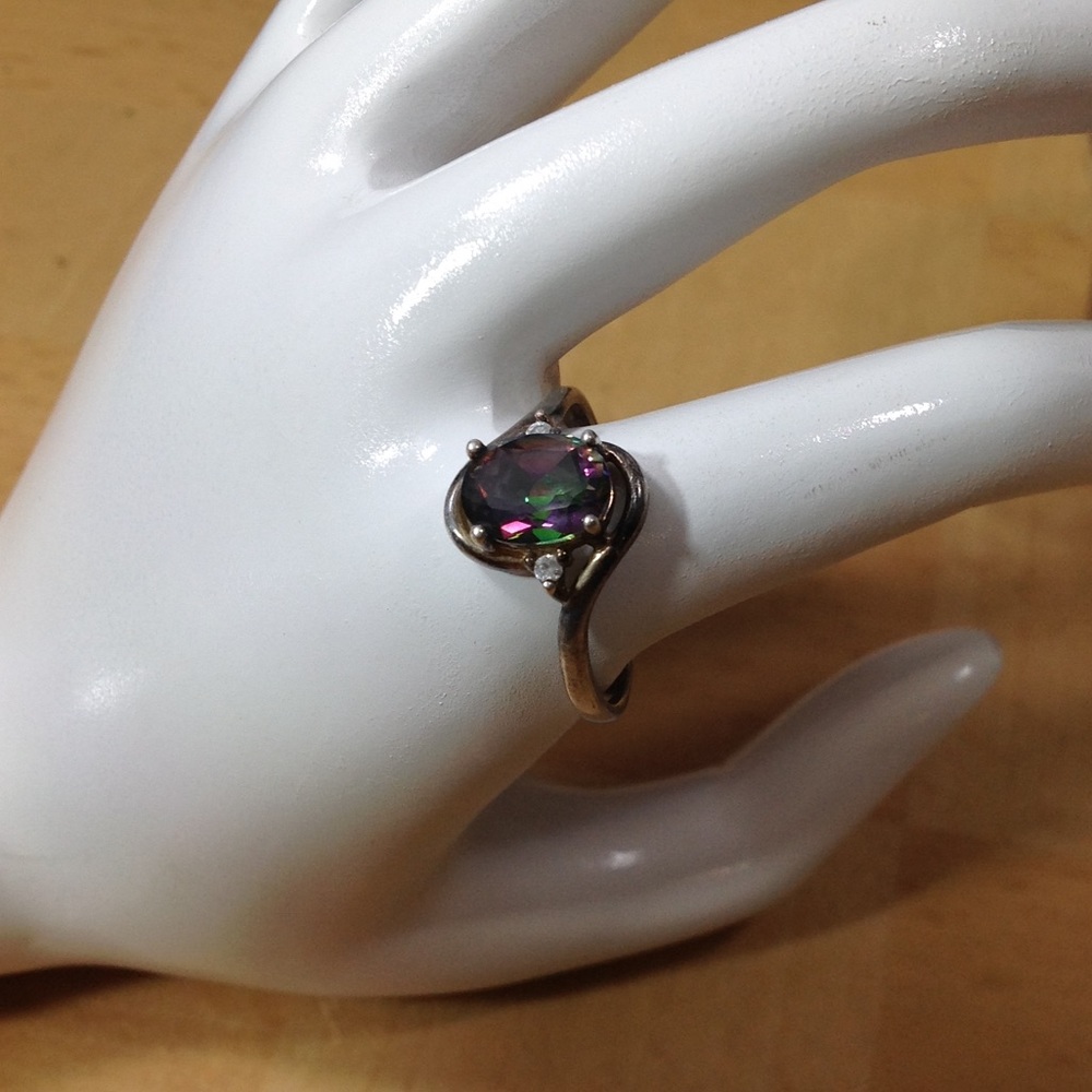 STERLING WATERMELON TOURMALINE RING SZ 11